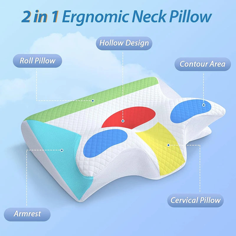 OrthoSleep™ 2-in-1 Ergonomic Cervical Memory Foam Pillow | Neck & Shoulder Pain Relief