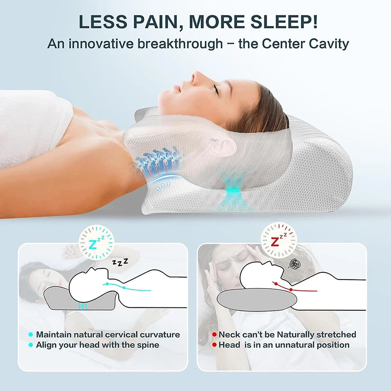 OrthoSleep™ 2-in-1 Ergonomic Cervical Memory Foam Pillow | Neck & Shoulder Pain Relief